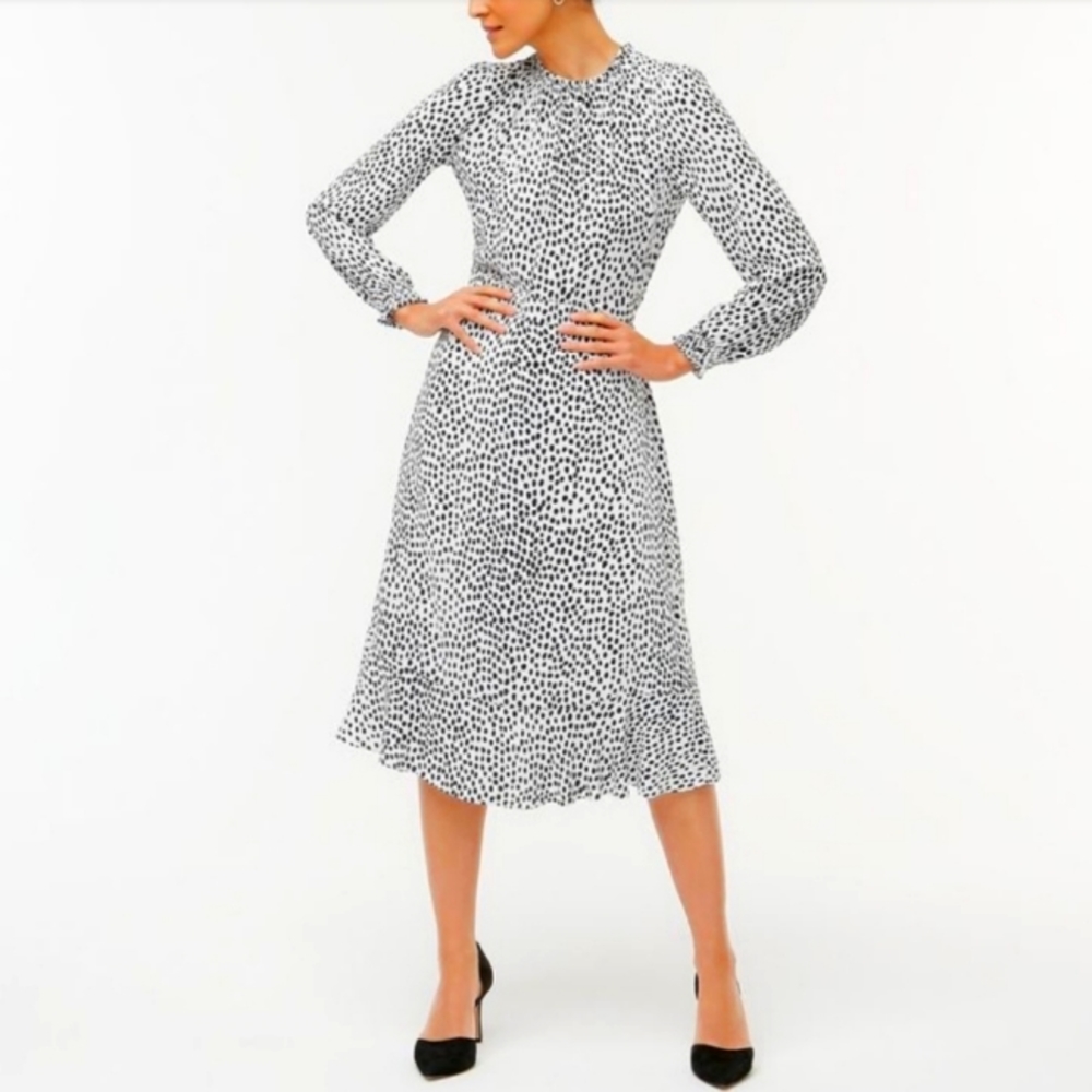 J.Crew Ruffle-neck leopard peasant dress